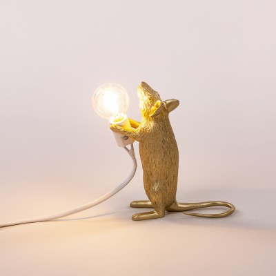 SELETTI 14948 GLD Mouse Lamp Gold  Standing