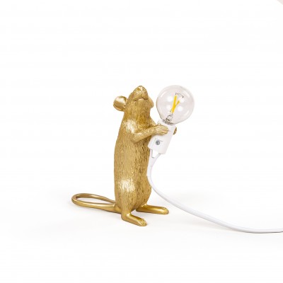 SELETTI 14948 GLD Mouse Lamp Gold  Standing