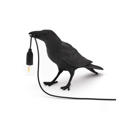 SELETTI 14735 Bird Lamp Black Waiting .