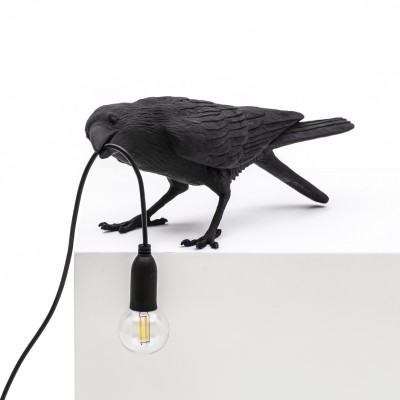 SELETTI 14736 Bird Lamp Black Playing Оригинал.